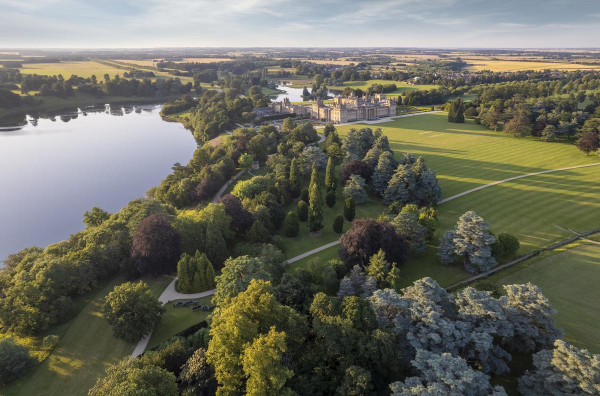 Aerial view of gardens at Blenheim Palace
