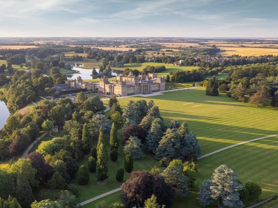 Aerial view of Blenheim Palace and its formal grounds