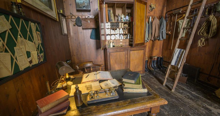 Exhibition display inside the historic stables