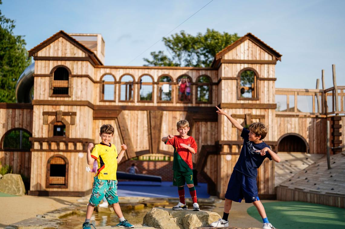 Children at a wooden playground at Blenheim Palace