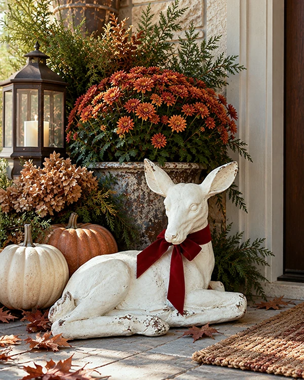Resting deer garden sculpture as an example of seasonal and outdoor accents