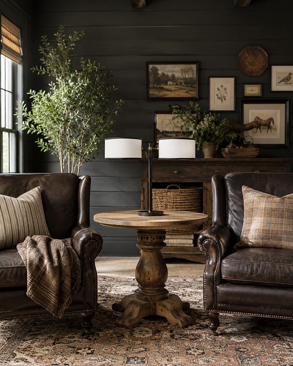 Dual shade black and brass LED accent table lamp