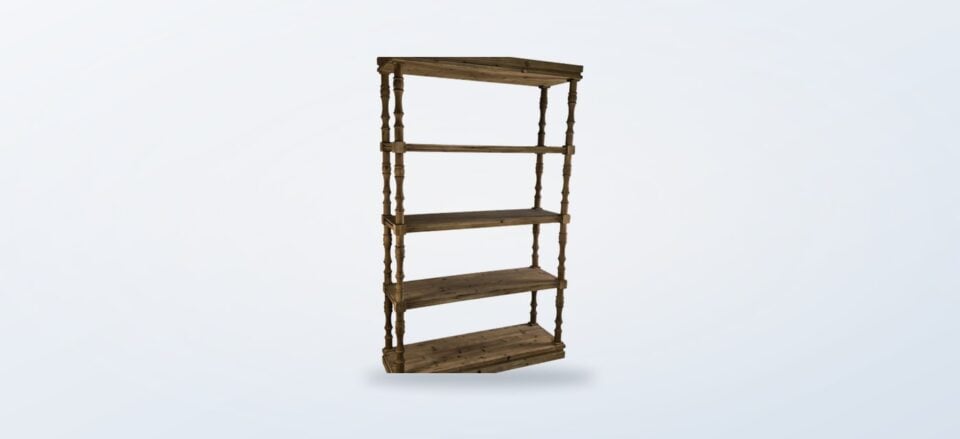 Five-tier fir wood bookcase with faux bamboo turned posts