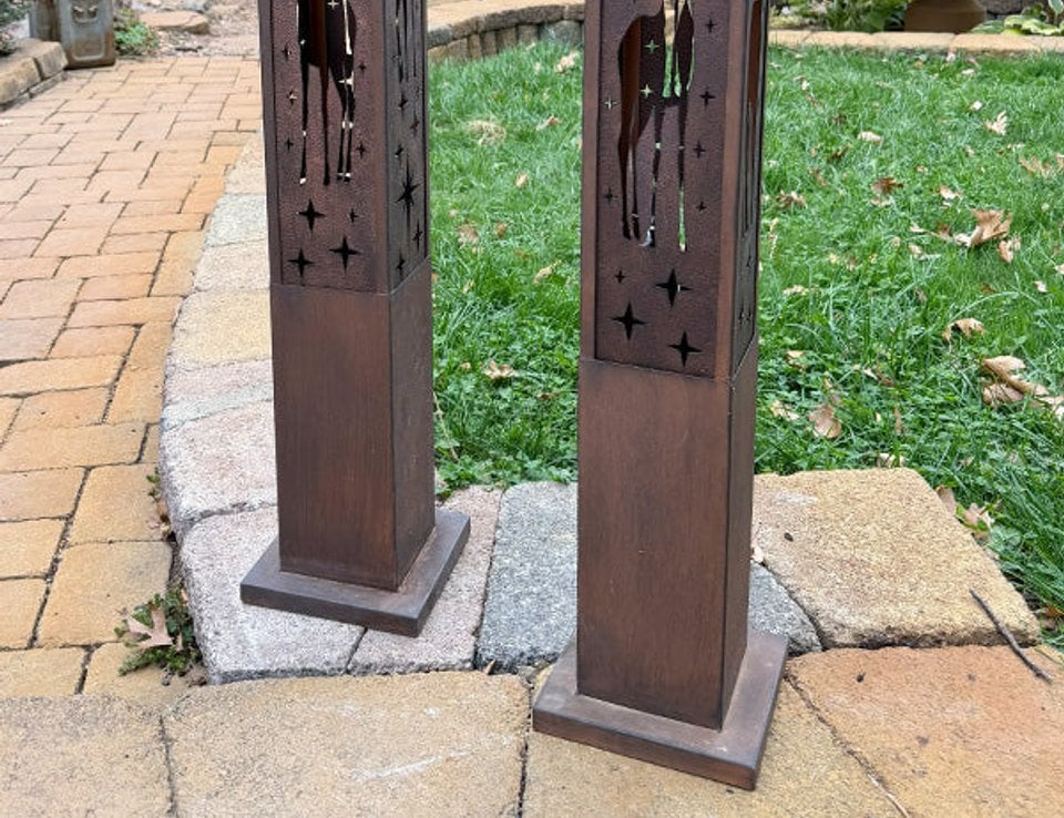 Pair of reindeer shadow light pillars from Decor Steals