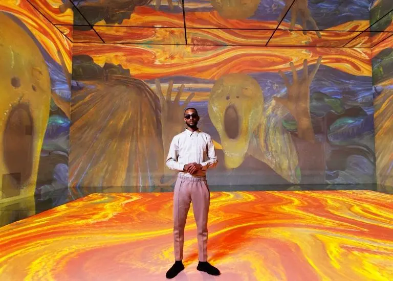 An atmospheric view of artwork in the Beyond Reality gallery