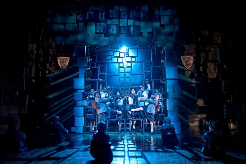 Cast members in a scene from Matilda at the Cambridge Theatre