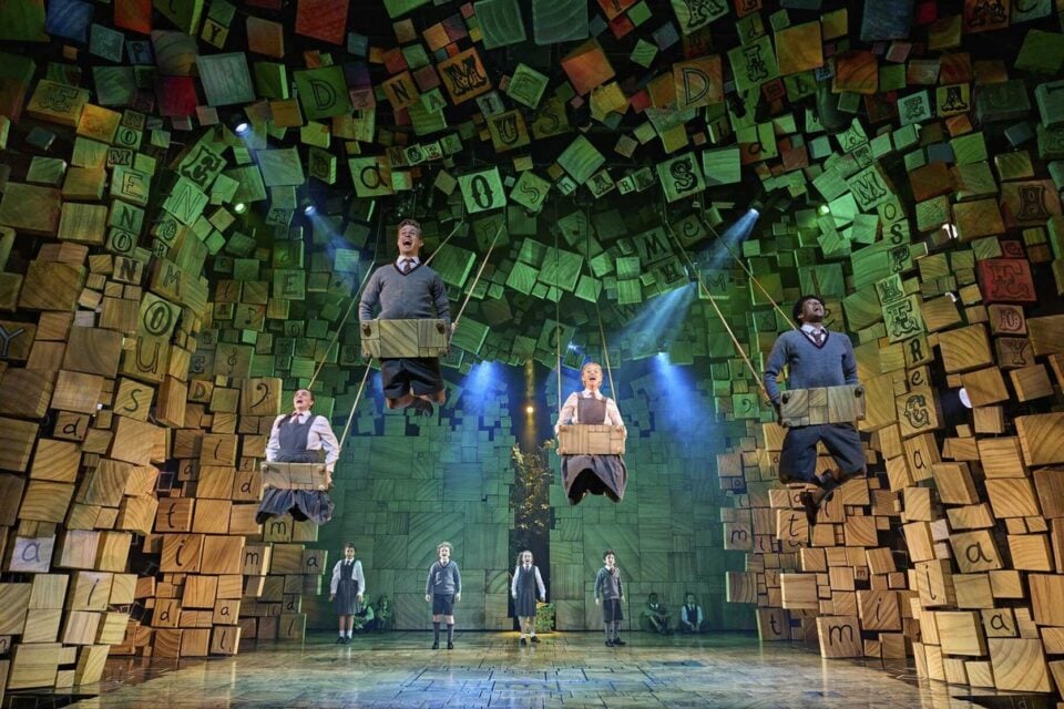 Matilda The Musical performers on stage in a production scene