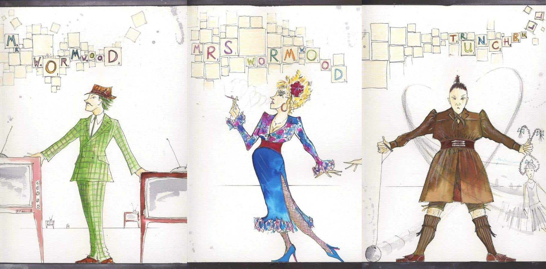Costume designs from Matilda The Musical