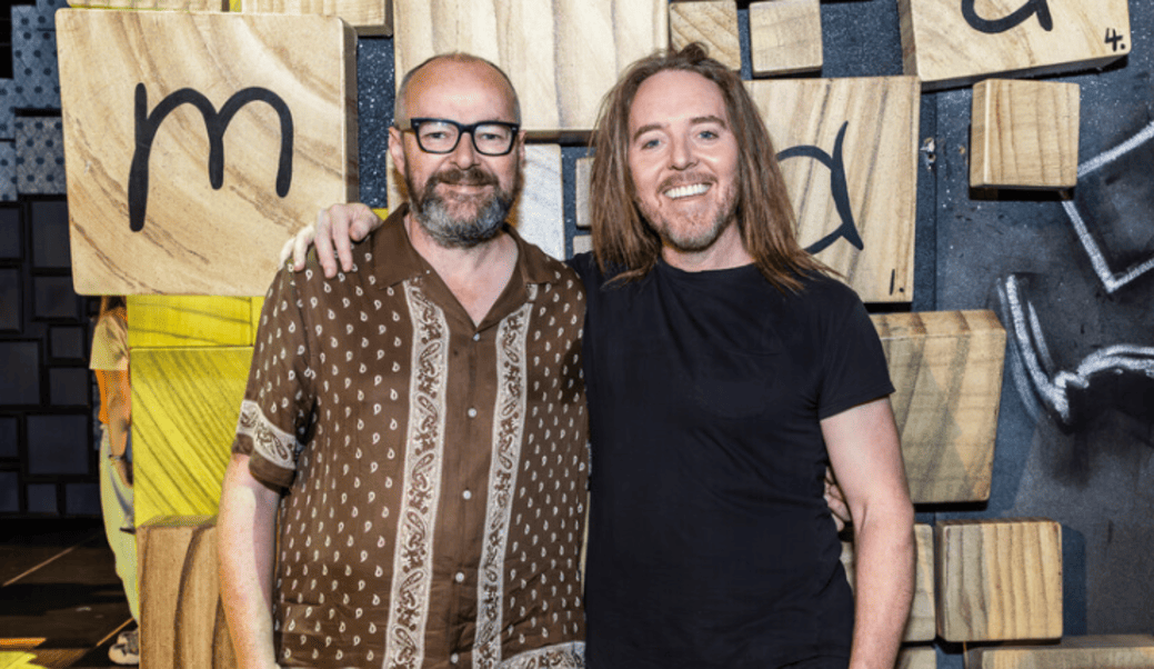 Composer Tim Minchin and writer Dennis Kelly at the theatre