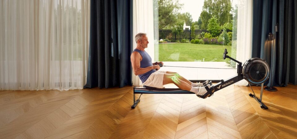 Merach rower presented in a home fitness setting