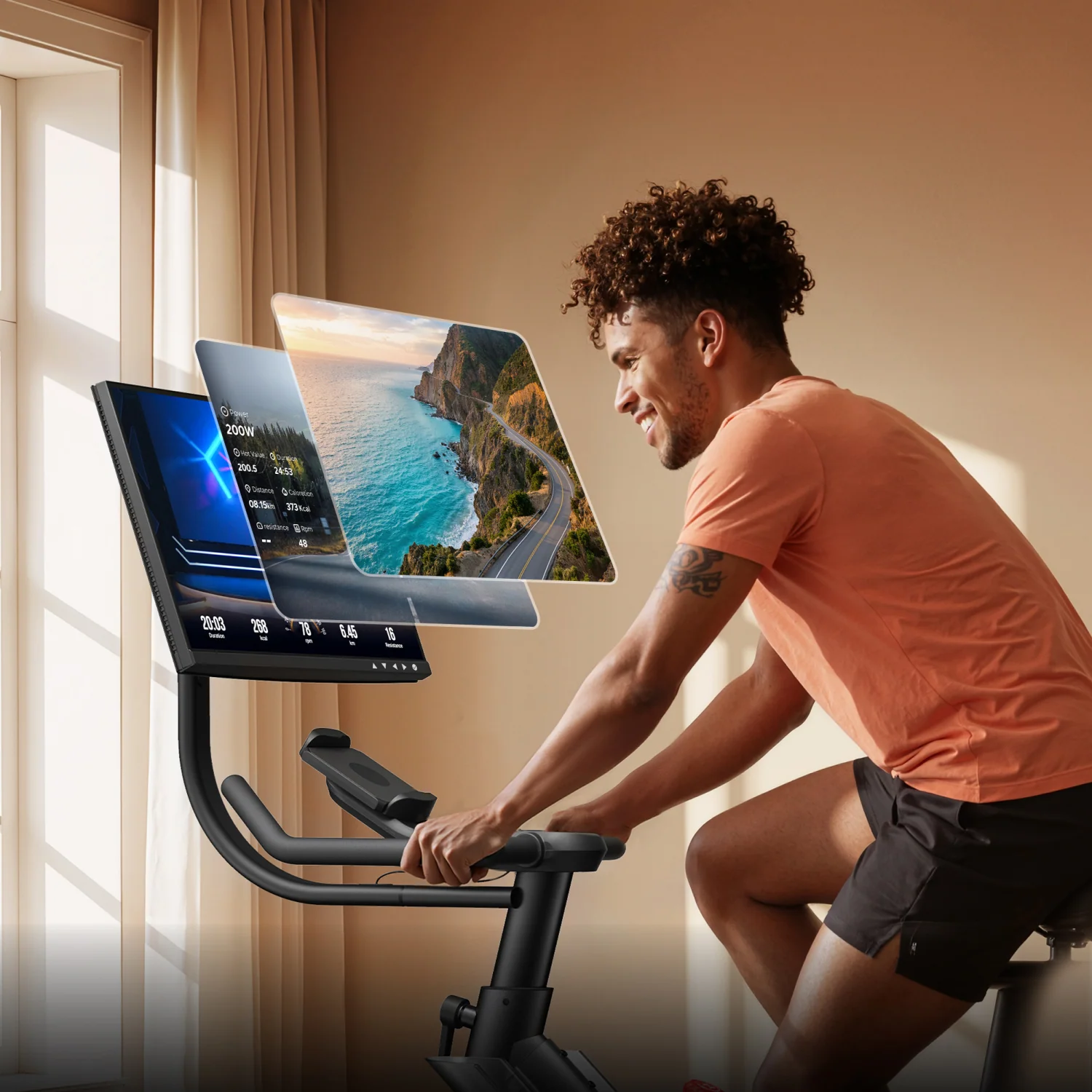 Merach S29R3 exercise bike with rotating screen