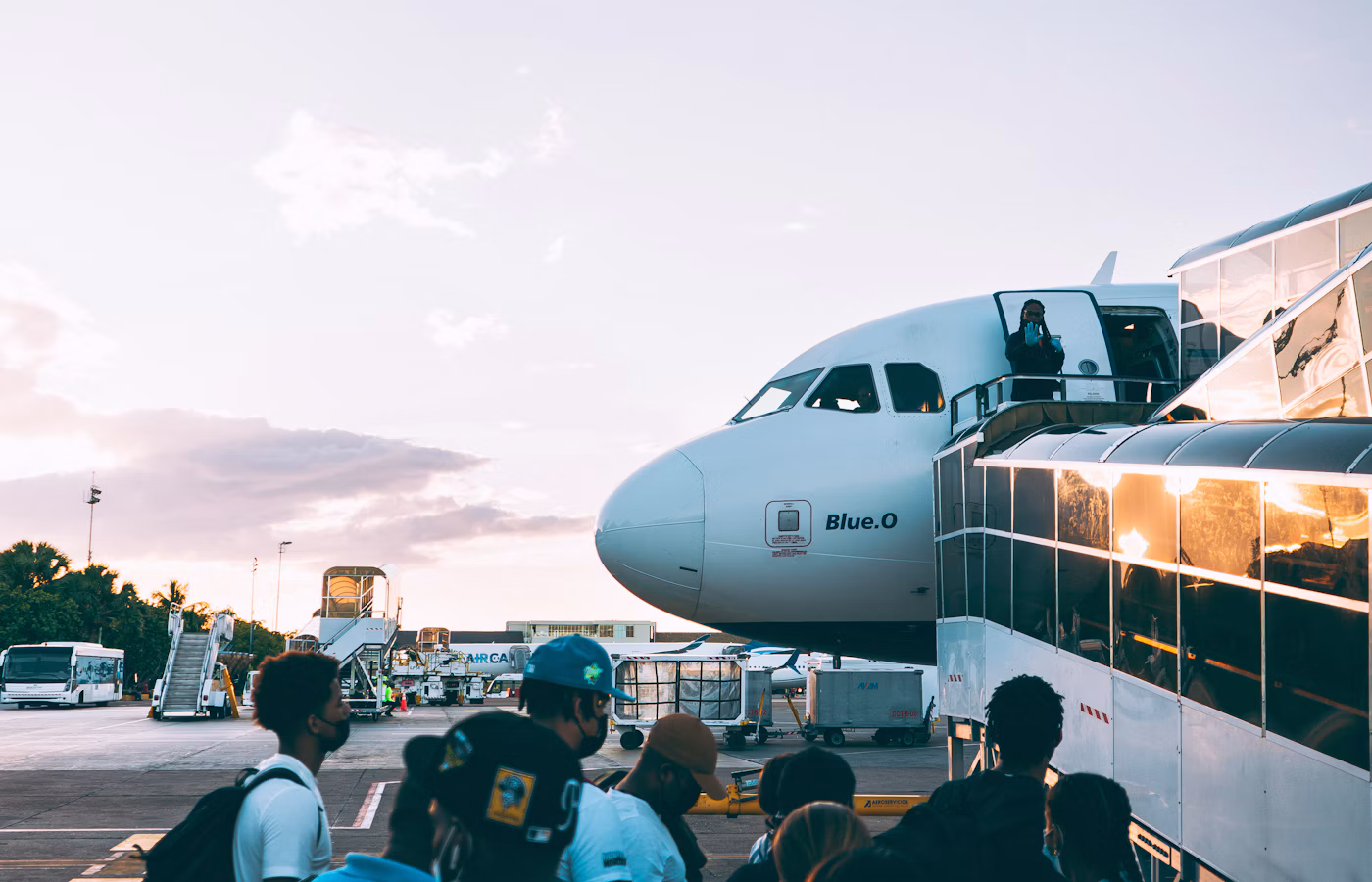 Travellers setting out together with luggage