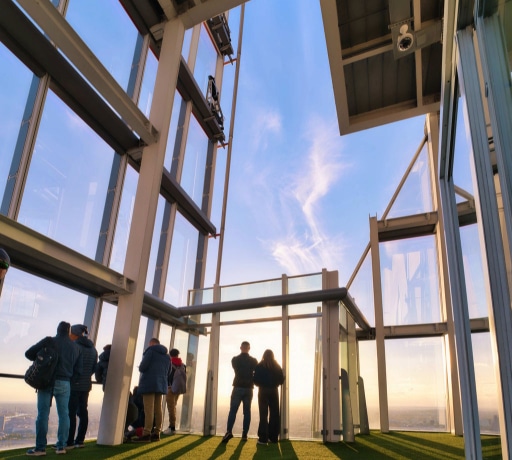 Visitors on the open-air Skydeck at The View from The Shard