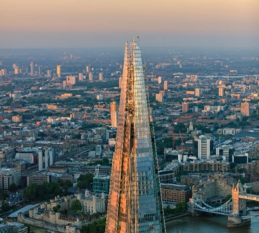 The Shard tower rising above London