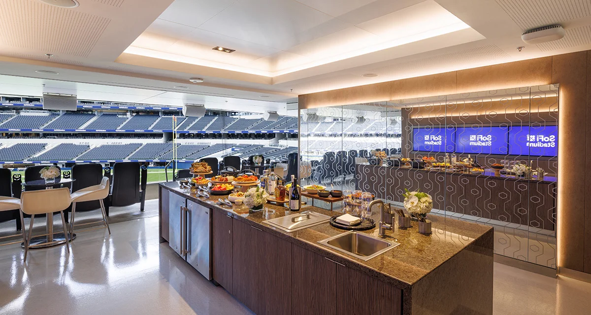 Private suite with a view over SoFi Stadium