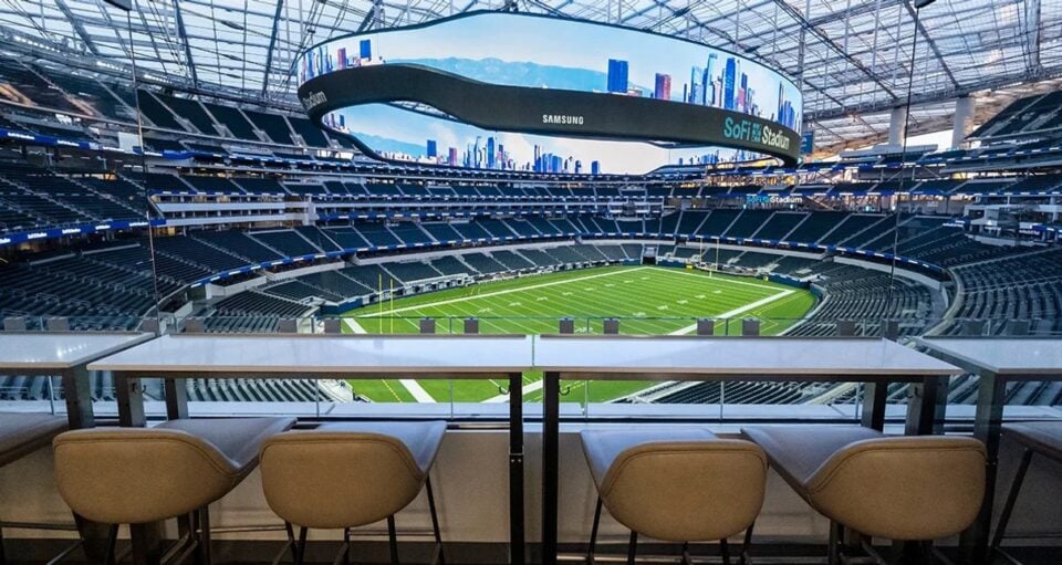 View of the field from a SoFi Stadium suite
