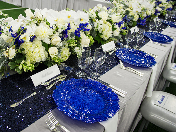 Banquet tables set for an event at The Star