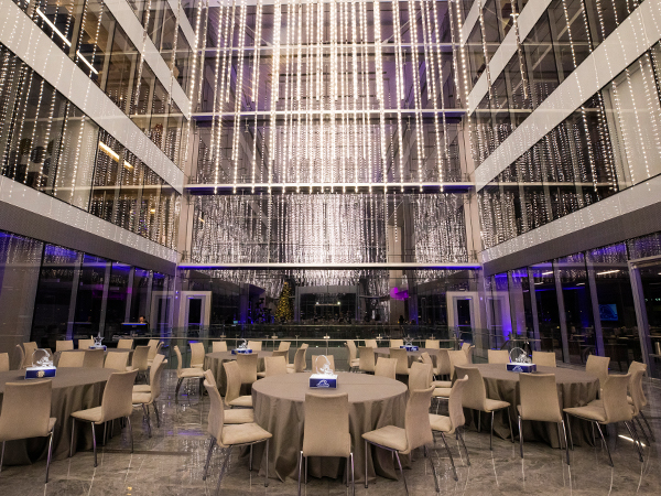 Birthday gathering inside a Dallas Cowboys themed event space