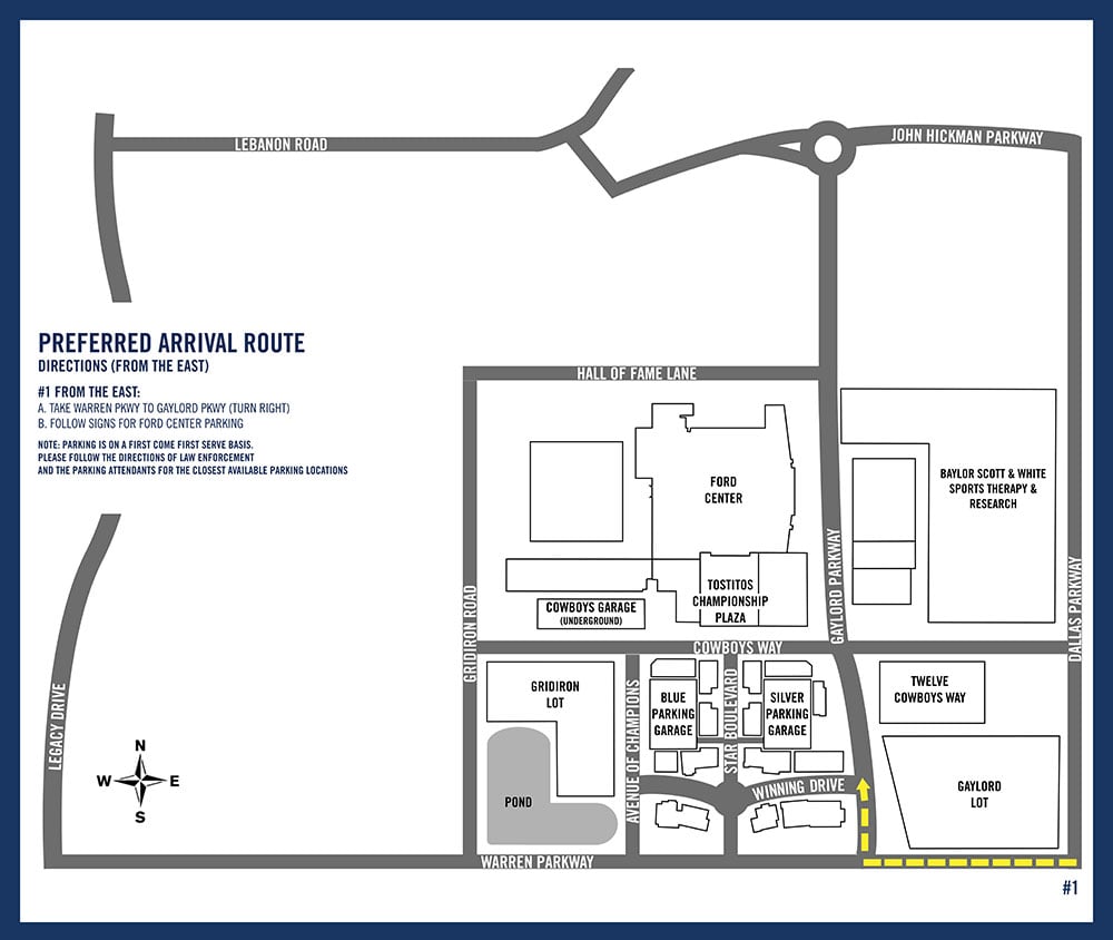 Directional sign helping visitors navigate The Star in Frisco