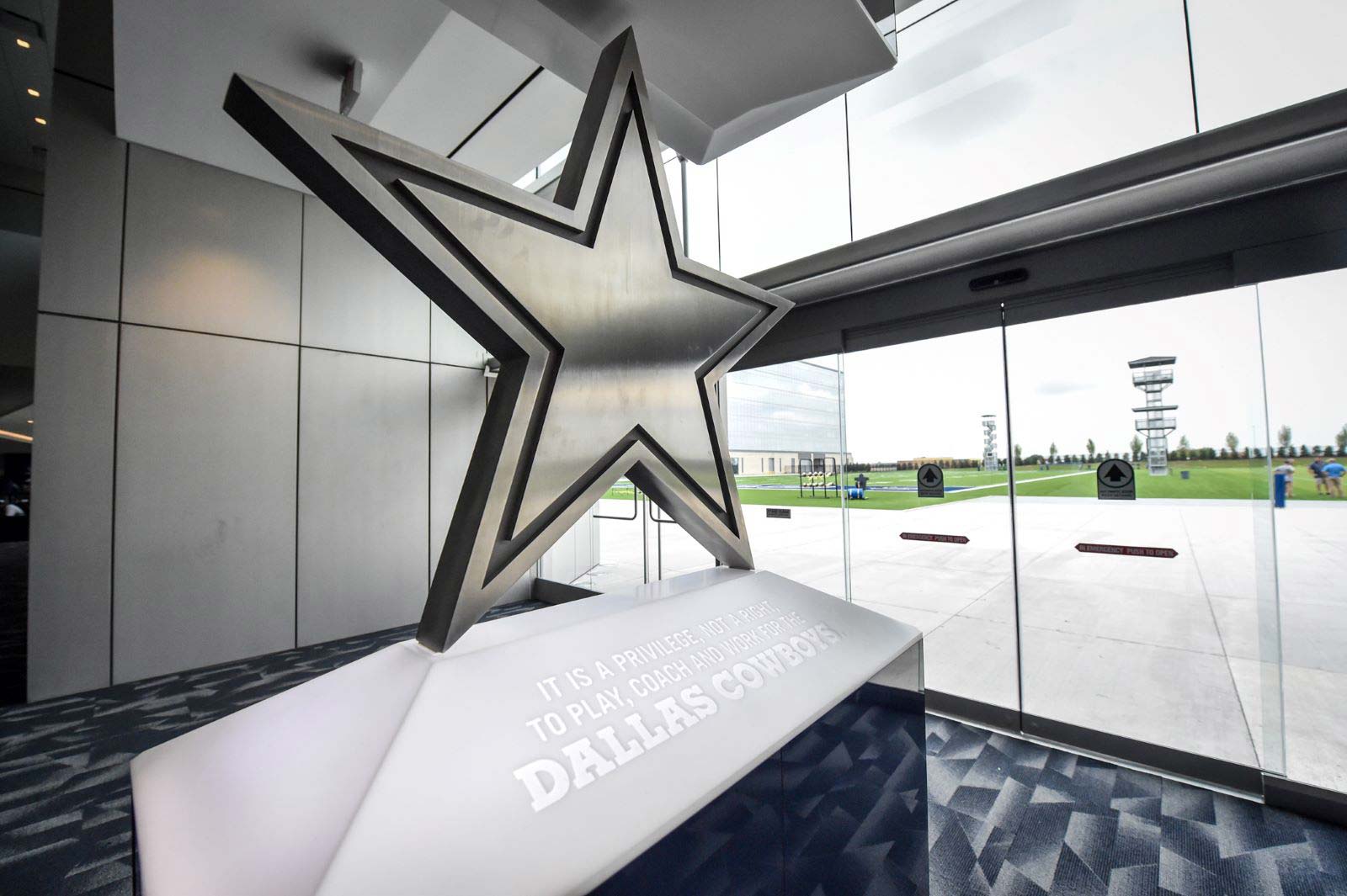 A visitor area at The Star in Frisco, illustrating the campus setting around the tour