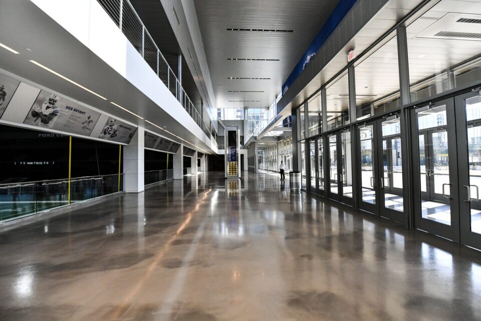 Empty stadium concourse inside Ford Center