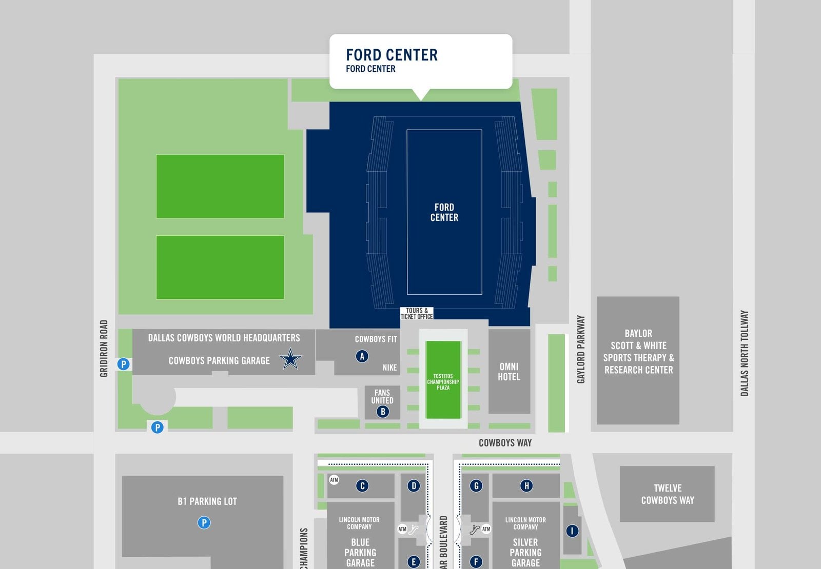 Ford Center map at The Star in Frisco