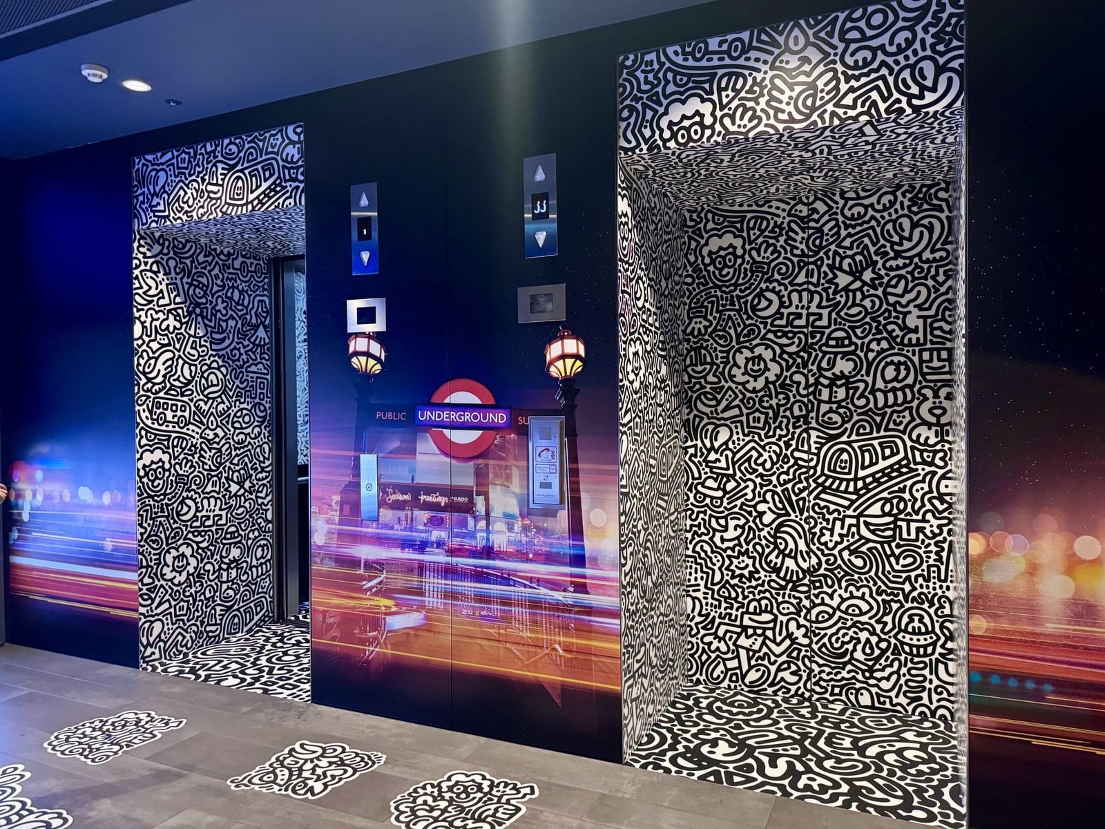 Mr Doodle installation inside The View from The Shard