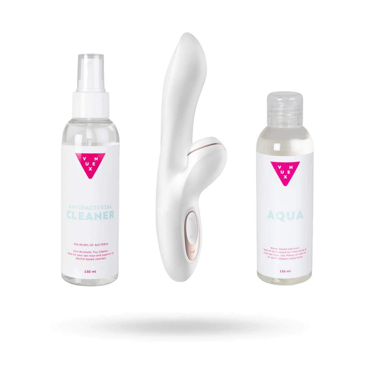Satisfyer Pro G-spot Rabbit -setti liukuvoiteella ja puhdistusaineella
