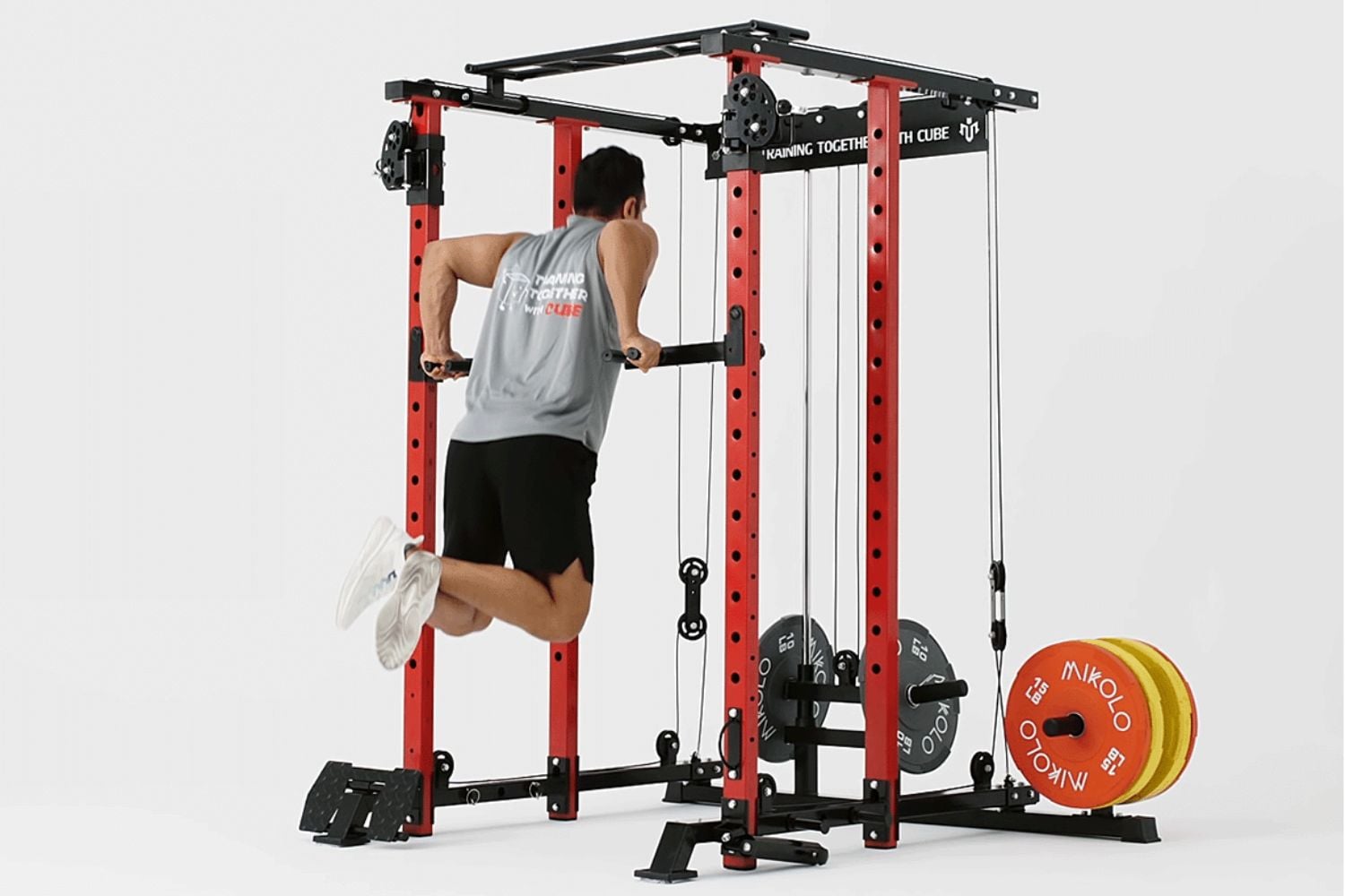 K3 rack with attached cable training and dip bars